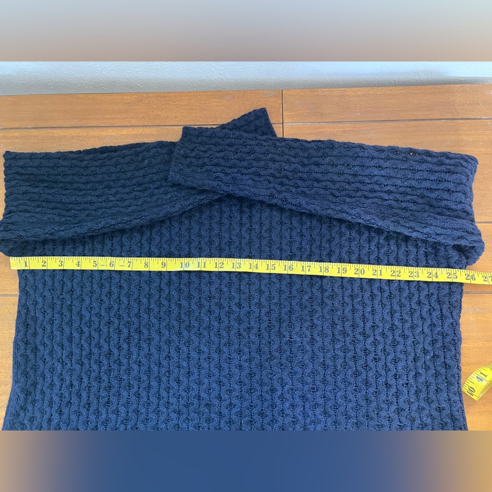 Vince Mini Cable Bateau Navy Blue Merino Alpaca Camel Blend - Picture 12 of 12